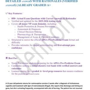 APEA PRE-PREDICTOR 2025-2026 ACTUAL EXAM TEST BANK 850+ QUESTIONS AND CORRECT DETAILED ANSWERS WITH RATIONALES (VERIFIED ANSWERS) |ALREADY GRADED A+